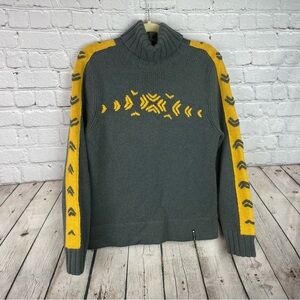 Burton Women’s Large Gray Yellow Cozy Turtleneck Wool Blend Sweater